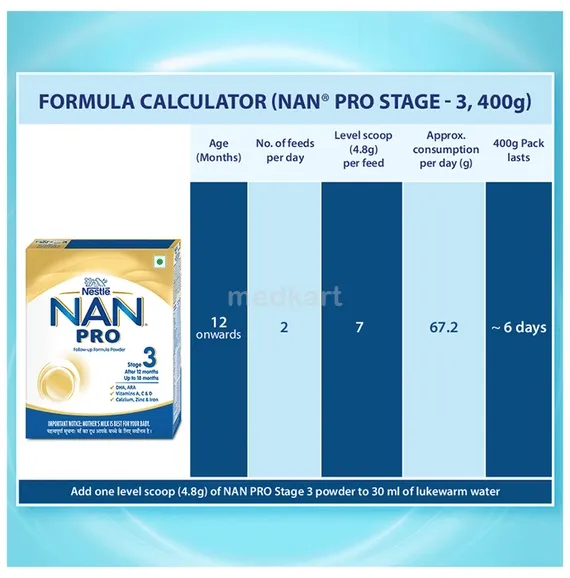 nan pro stage 3 follow-up formula powder 400 gm
